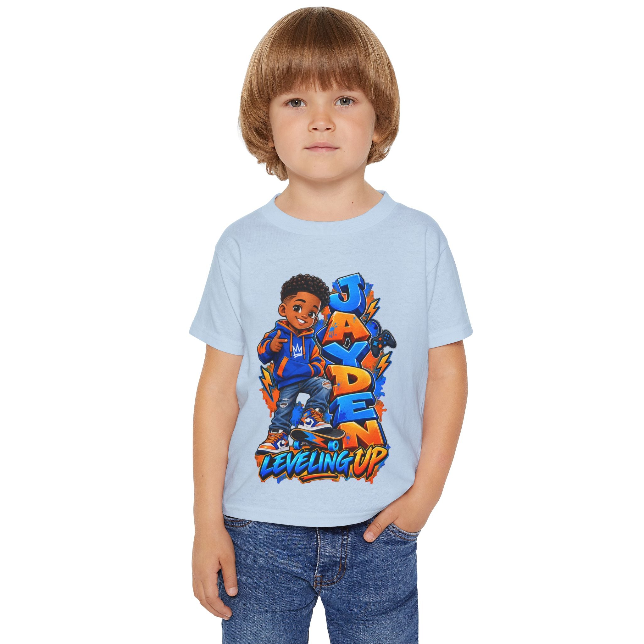 Personalized Cartoon Boy Photo & Name Sweatshirt