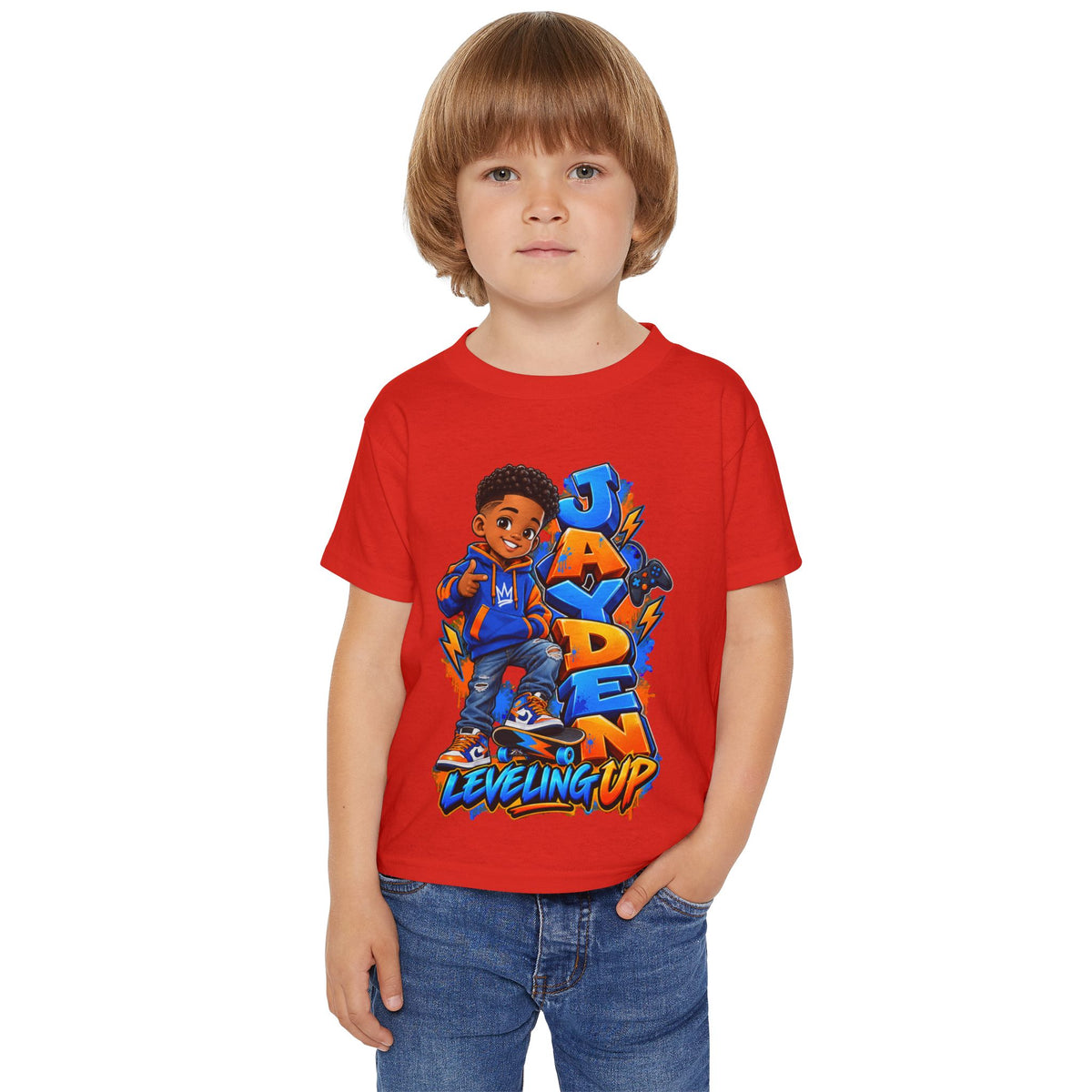 Personalized Cartoon Boy Photo & Name Sweatshirt