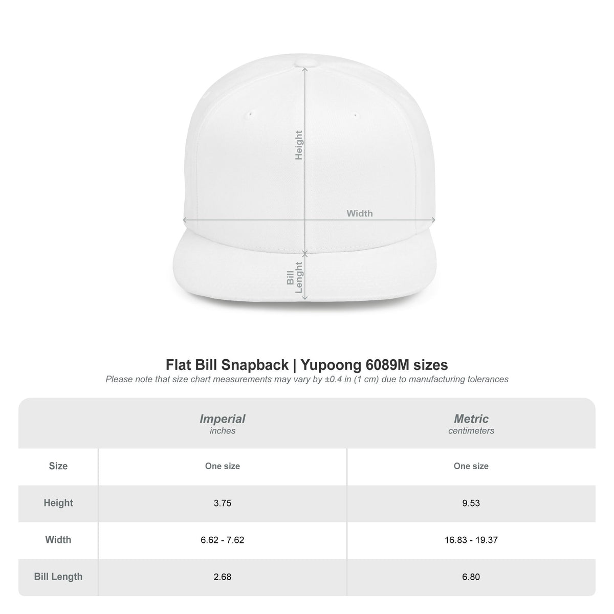 Flat Bill Snapback Custom with your name