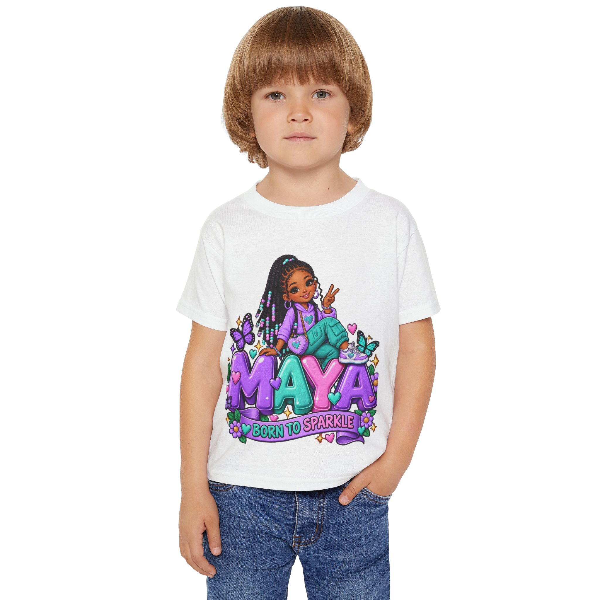 Personalized Cartoon Girl Photo & Name Sweatshirt