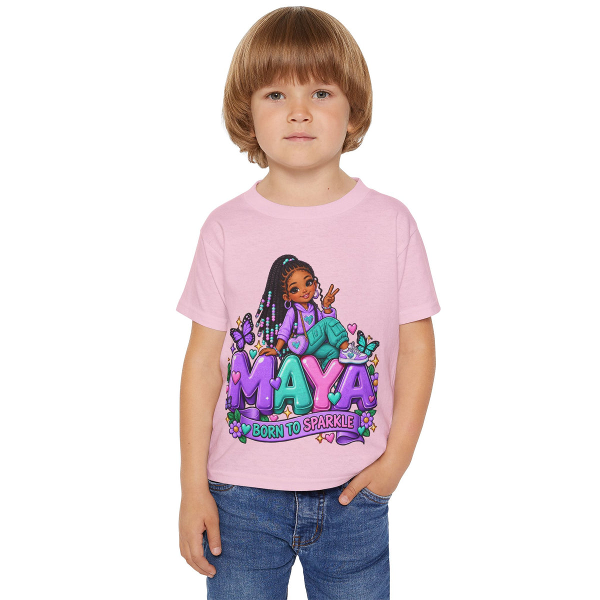 Personalized Cartoon Girl Photo & Name Sweatshirt