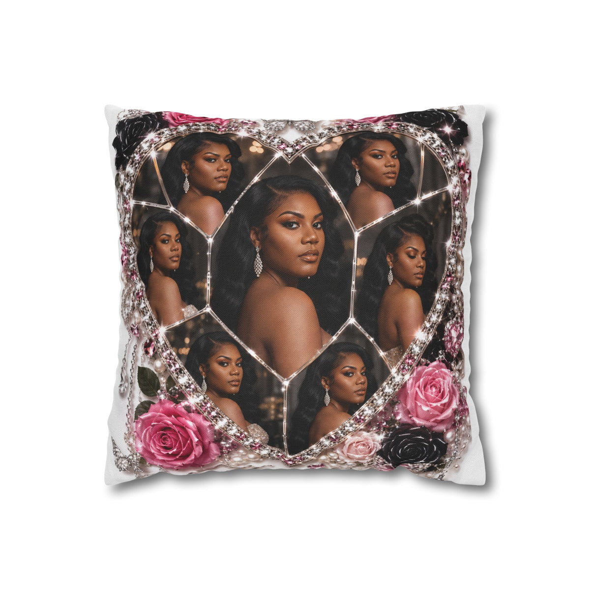 Personalized Couple or Single Photo Pillow With Names & Dat ( Cover Only )