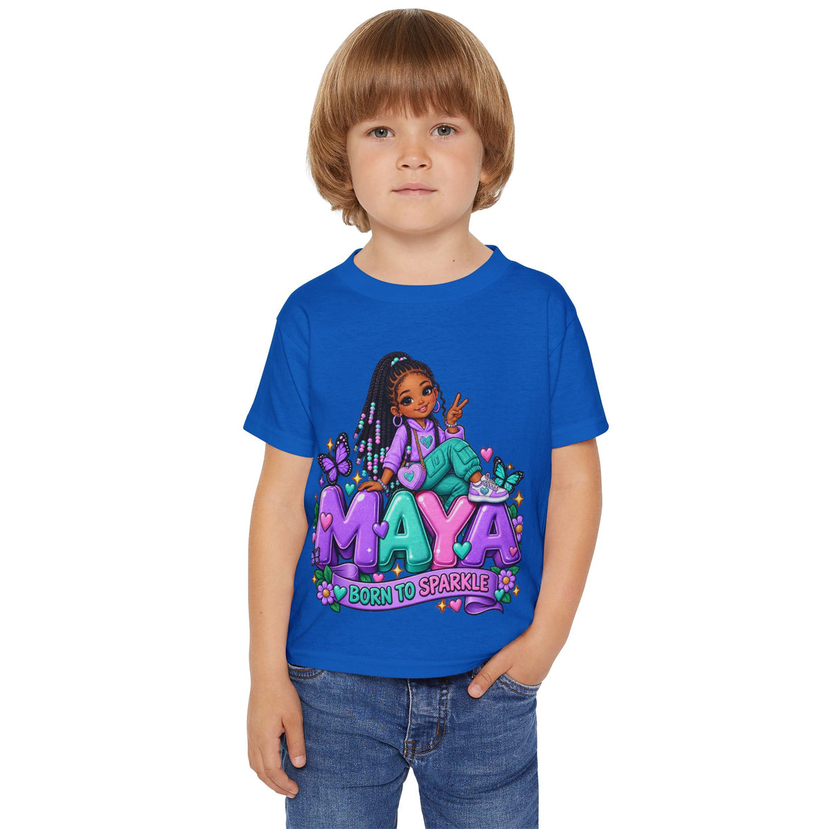 Personalized Cartoon Girl Photo & Name Sweatshirt