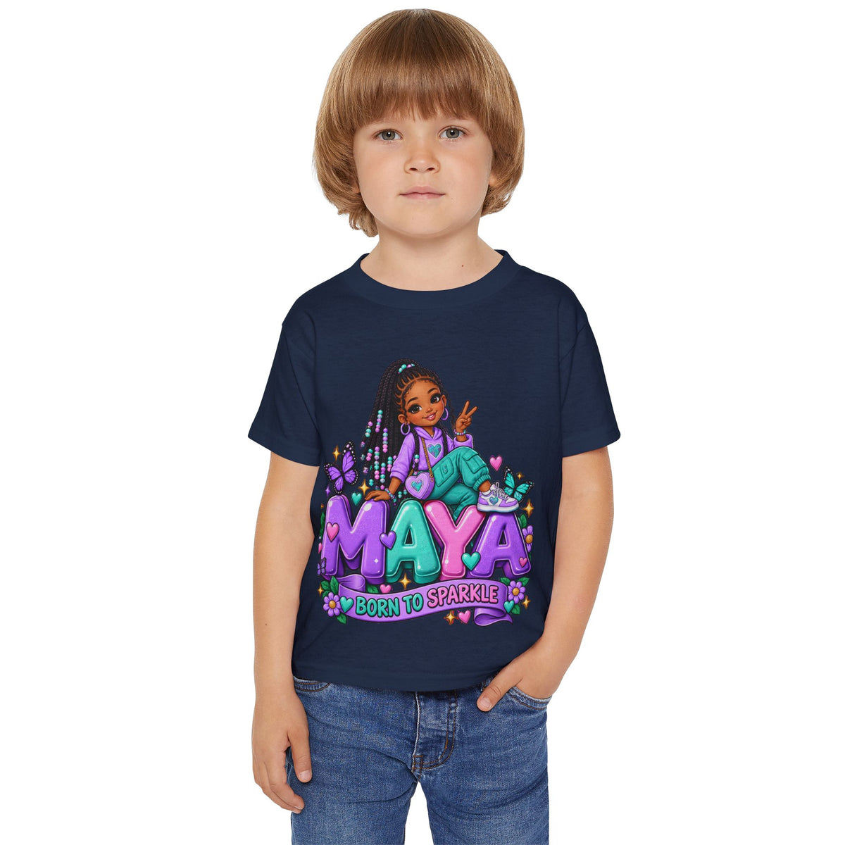 Personalized Cartoon Girl Photo & Name Sweatshirt