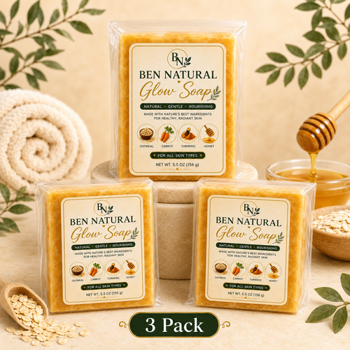 Ben Natural Glow Soap – Oatmeal, Carrot, Turmeric & Honey | 1–12 Pack