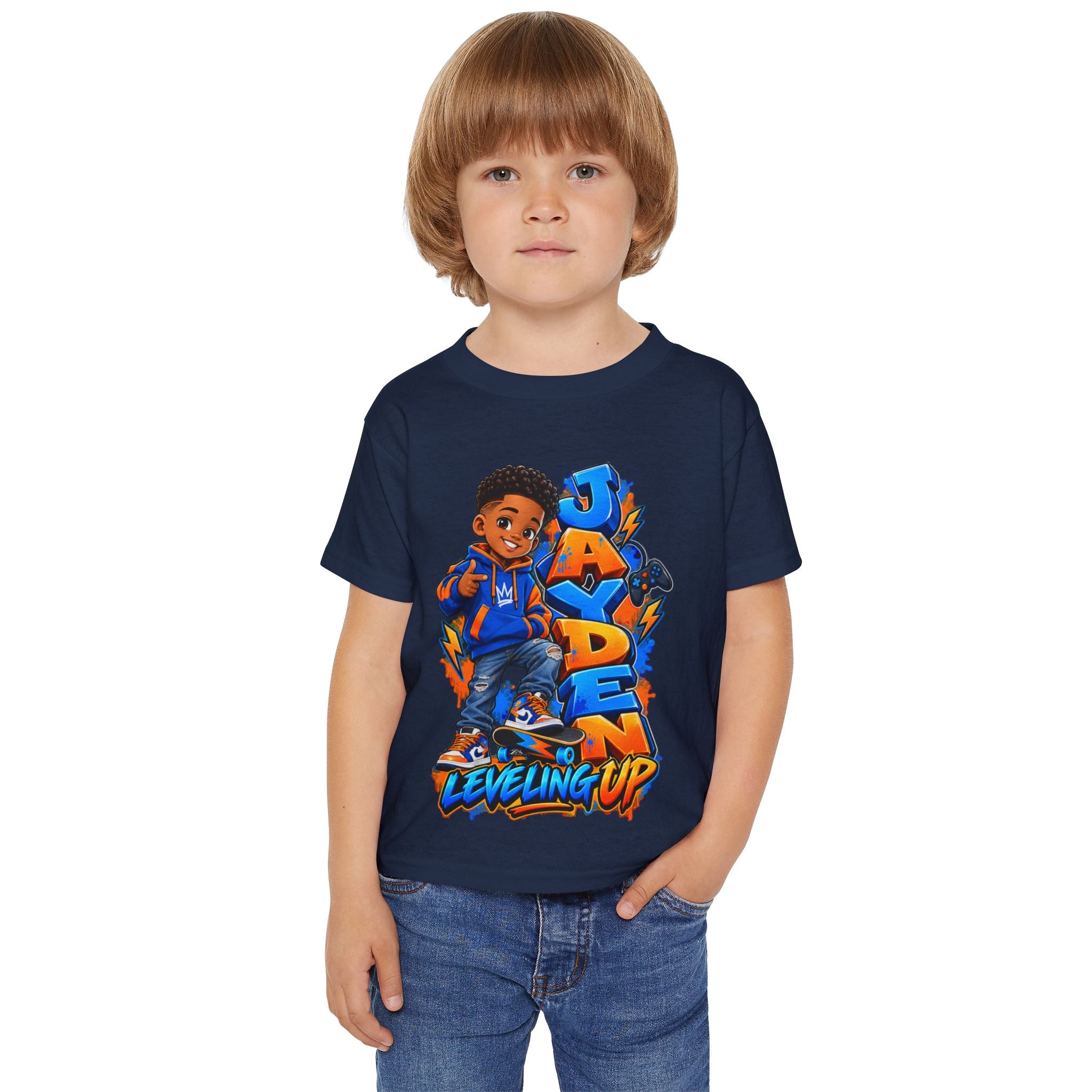 Personalized Cartoon Boy Photo & Name Sweatshirt