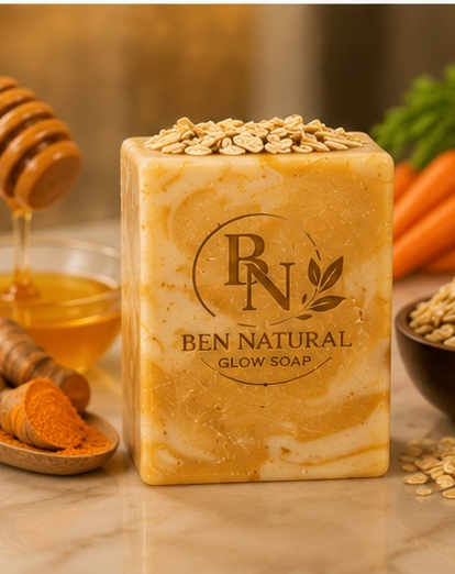 Ben Natural Glow Soap – Oatmeal, Carrot, Turmeric & Honey | 1–12 Pack