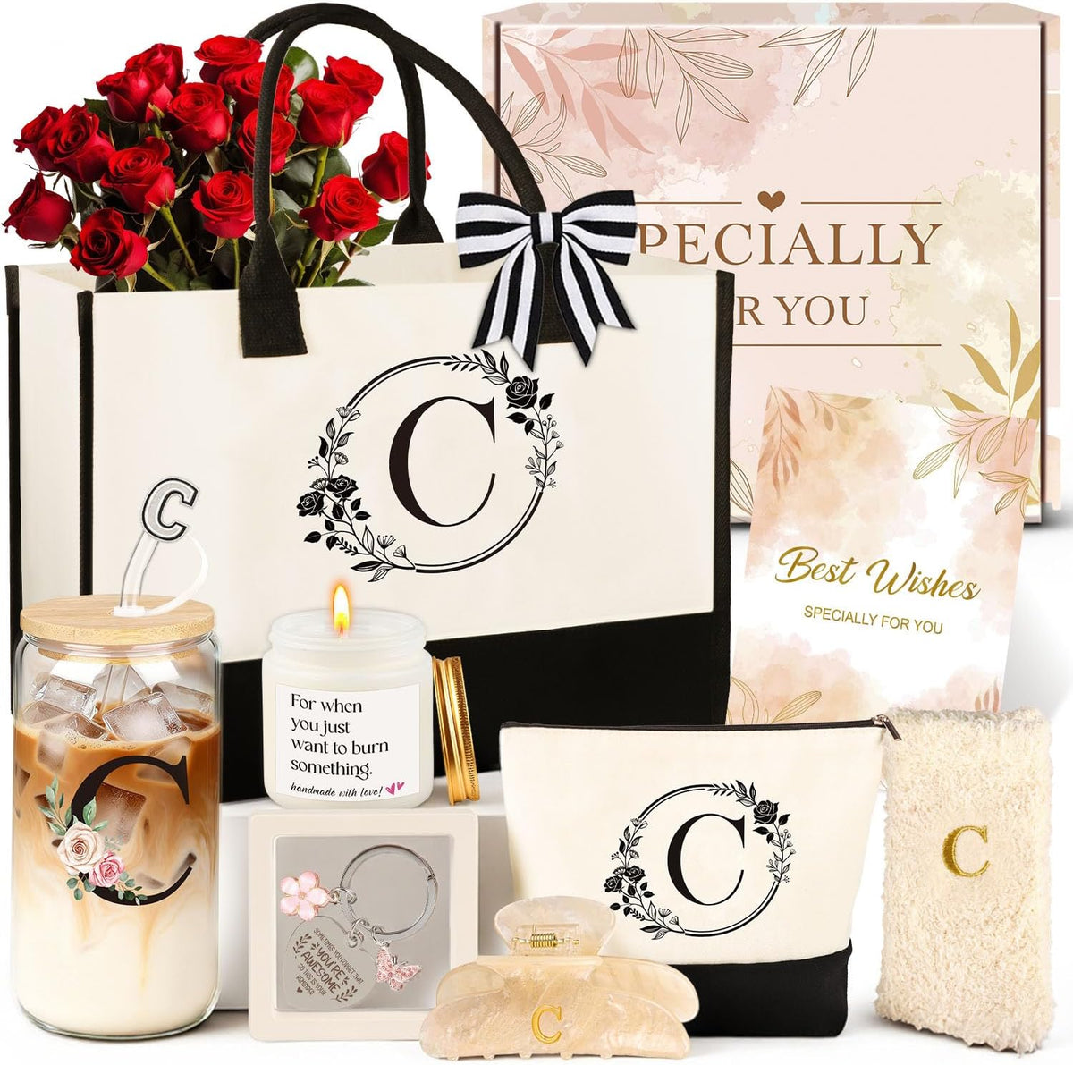 Personalized Initial Gift Set for Women – Monogram Self-Care Gift Box