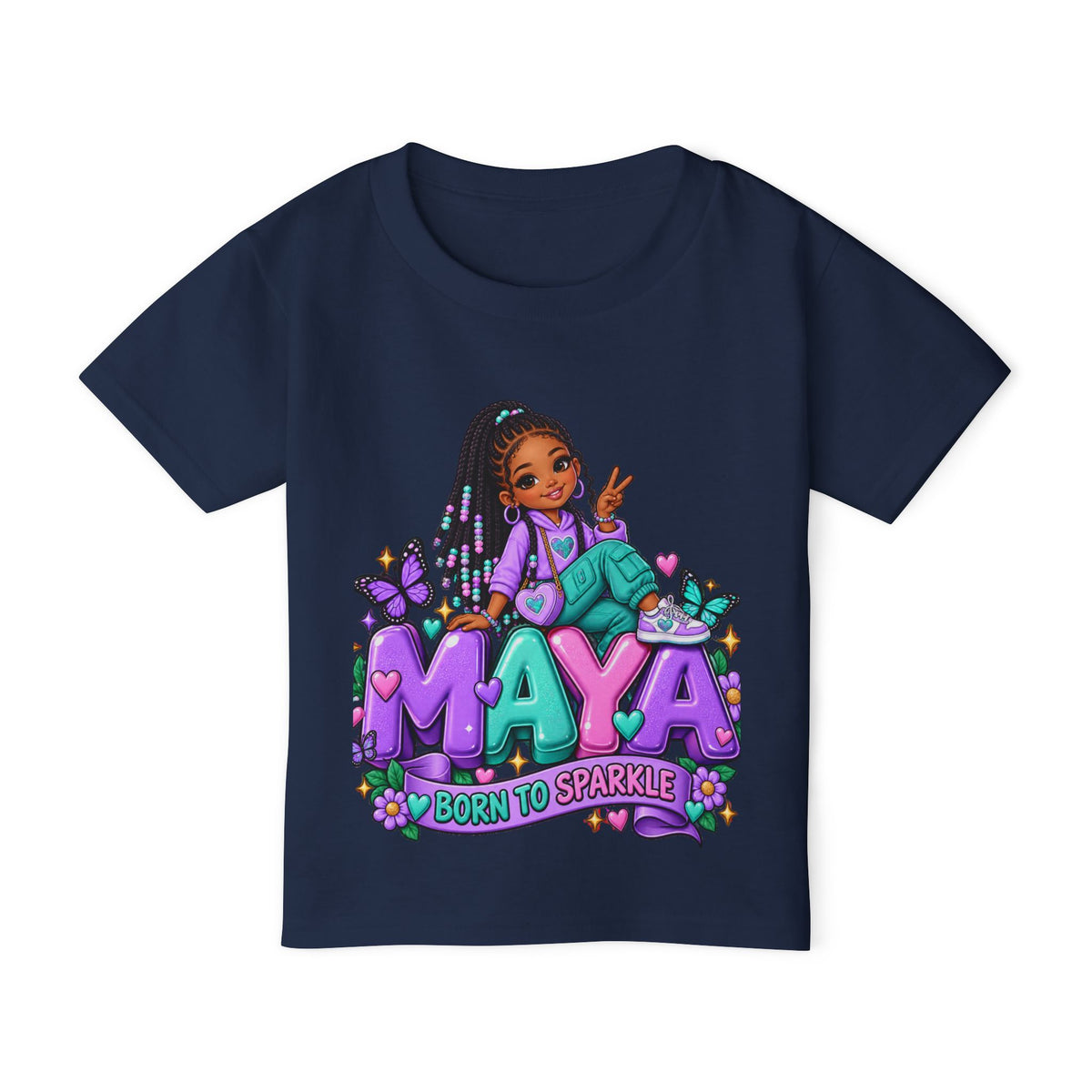 Personalized Cartoon Girl Photo & Name Sweatshirt